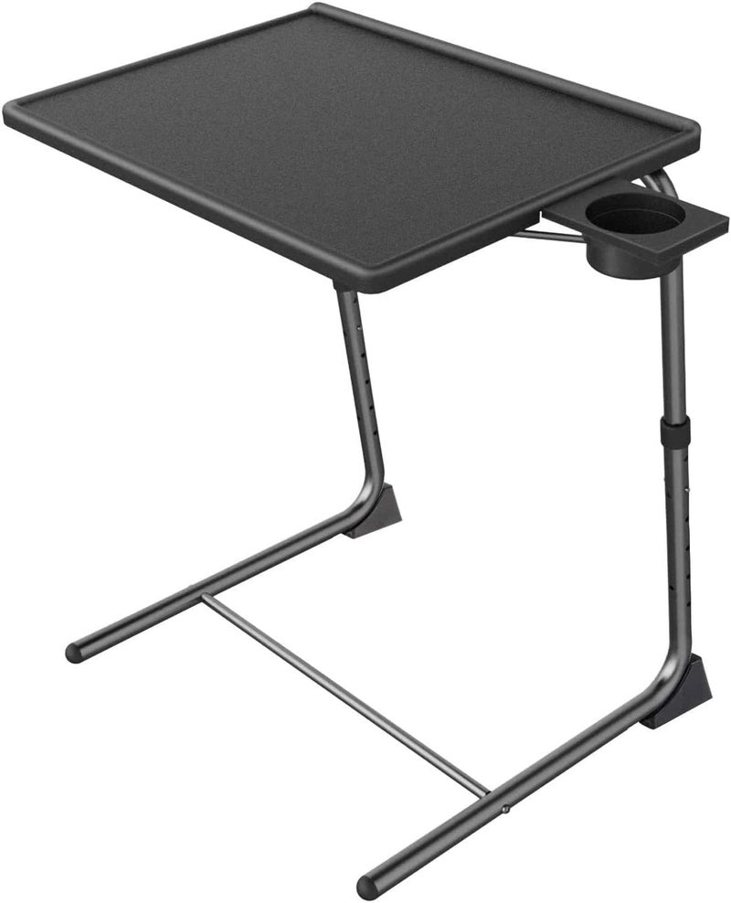HUANUO Adjustable TV Tray Table - TV Dinner Tray on Bed & Sofa, Comfortable Folding Table with 6 Height & 3 Tilt Angle Adjustments (Black) - Image 1